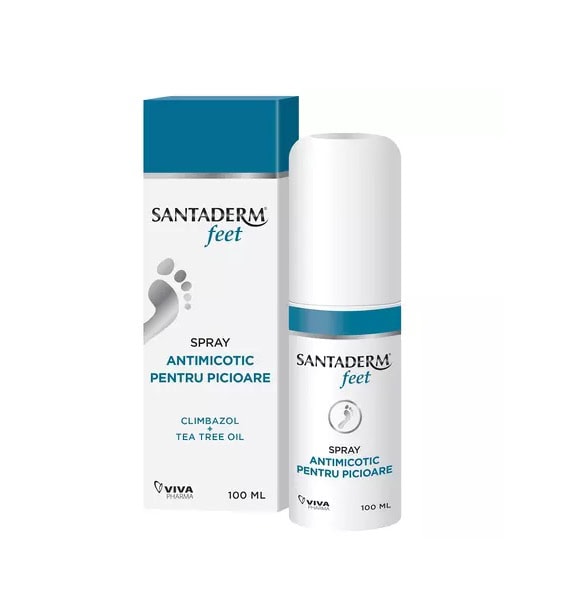 Spray Antimicotic pentru Picioare Santaderm 4feet, 100 ml, Viva Pharma