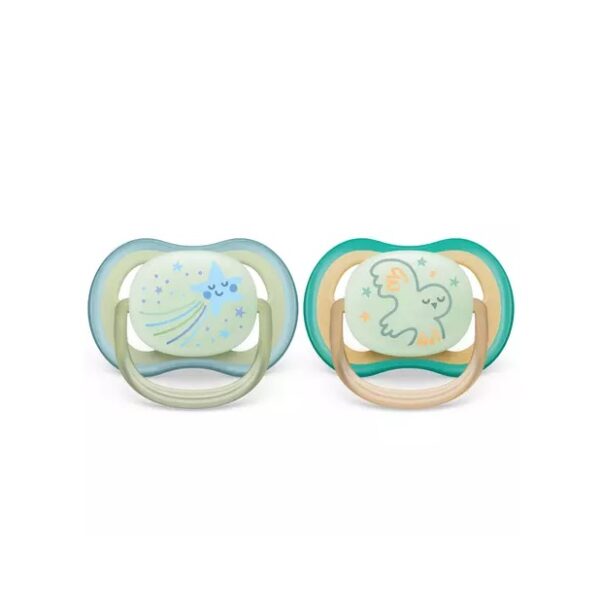 Suzete Ultra Air cu Buton Fosforescent, 0-6 Luni, 2 Bucati, SCF376/18, Philips Avent