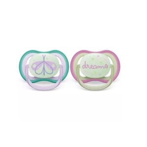 Suzete Ultra Air cu Buton Fosforescent, 0-6 Luni, 2 Bucati, SCF376/19, Philips Avent
