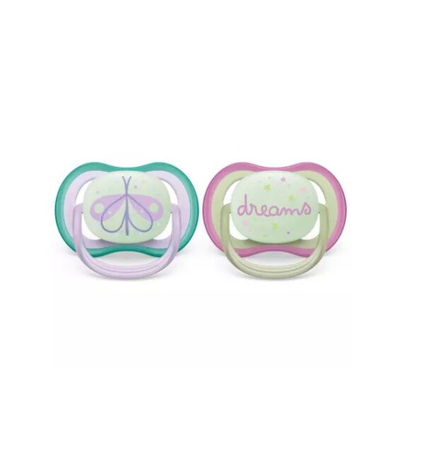 Suzete Ultra Air cu Buton Fosforescent, 0-6 Luni, 2 Bucati, SCF376/19, Philips Avent
