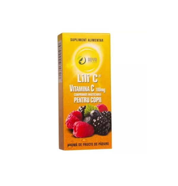 Vitamina C pentru Copii cu Aroma de Fructe de Padure 100 mg Lili C, 30 Comprimate, Adya Green Pharma