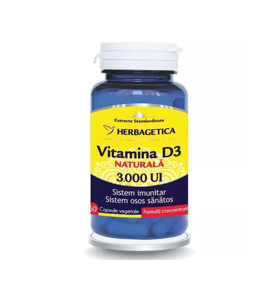 Vitamina D3 Naturala 3000 UI, 60 Capsule, Herbagetica
