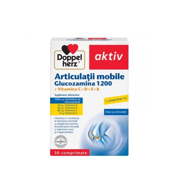 articulatii-mobile-glucozamina-1200-vitamina-cdek-aktiv-30-comprimate-doppelherz-O19297-farmacia-morpheus Articulații Mobile Glucozamina 1200 + Vitamina C+D+E+K Aktiv, 30 Comprimate, Doppelherz