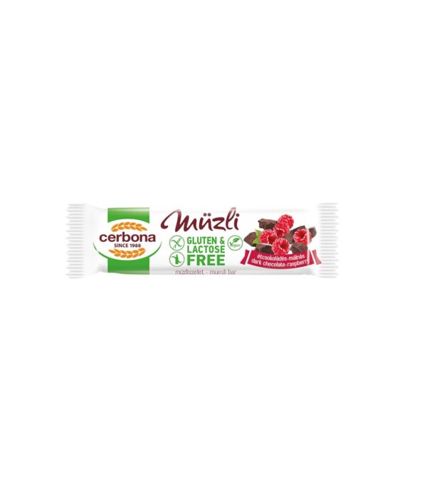 Baton Musli cu Ciocolata si Zmeura Fara Gluten, 35g, Cerbona