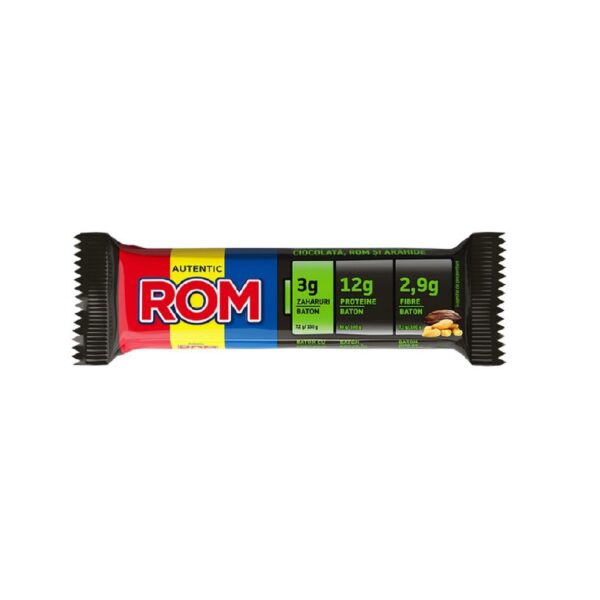 Baton Proteic cu Rom, Arahide si Ciocolata, 41g, ROM