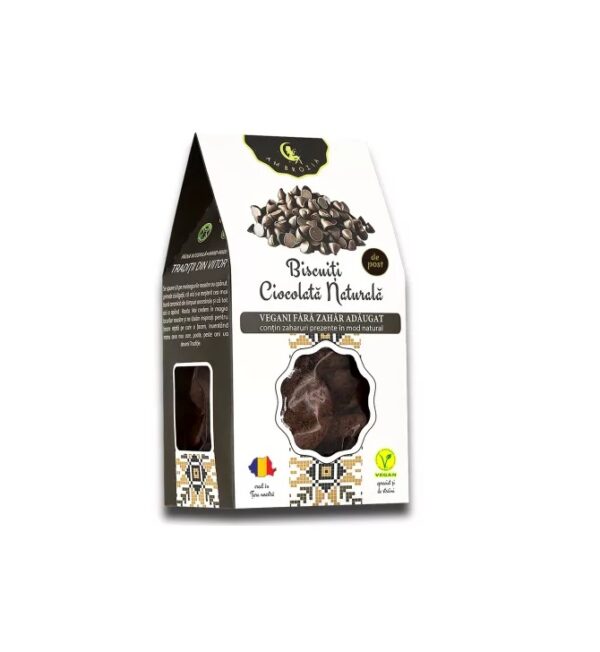 Biscuiti cu Ciocolata Naturala, 130 g, Hiper Ambrozia