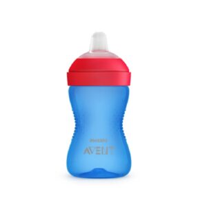 Cana cu Tetina Moale Rezistenta la Muscaturi , +9 Luni, Albastru, 300 ml, SCF802/01, Philips Avent