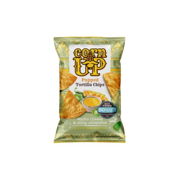 Chipsuri Tortilla Expandate, cu Branza Nacho si Jalapenos Suculenti, 60g, RiceUP!