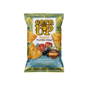 Chipsuri Tortilla Expandate, cu Măsline Negre și Roșii Uscate, 60g, RiceUP!