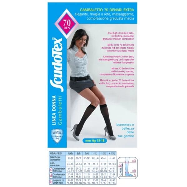 Ciorapi Compresivi Medicinali Pana la Genunchi, 15-18 mmHg, Marimea 2, Bej, ScudoTex