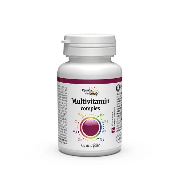 Complex de Multivitamine cu Acid Folic, 30 Comprimate, Dacia Plant