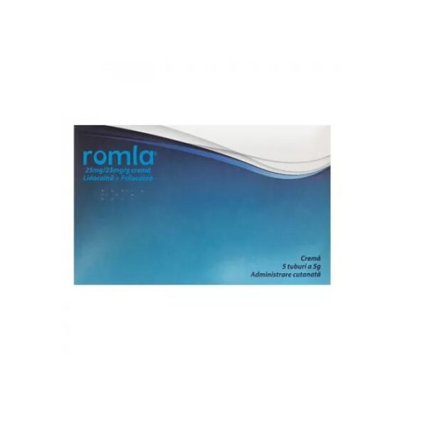 Crema Anestezica cu Lidocaina si Prilocaina Romla, 25mg/25mg/g, 5 Tuburi x 5 g, Elantis Farma