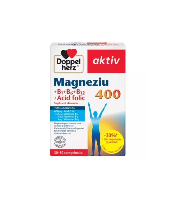 magnesium-400-acid-folic-vitamina-b1b6b12-30-10-comprimate-doppelherz-O03367-farmacia-morpheus Magnesium 400 + Acid Folic + Vitamina B1+B6+B12, 30 + 10 Comprimate, Doppelherz