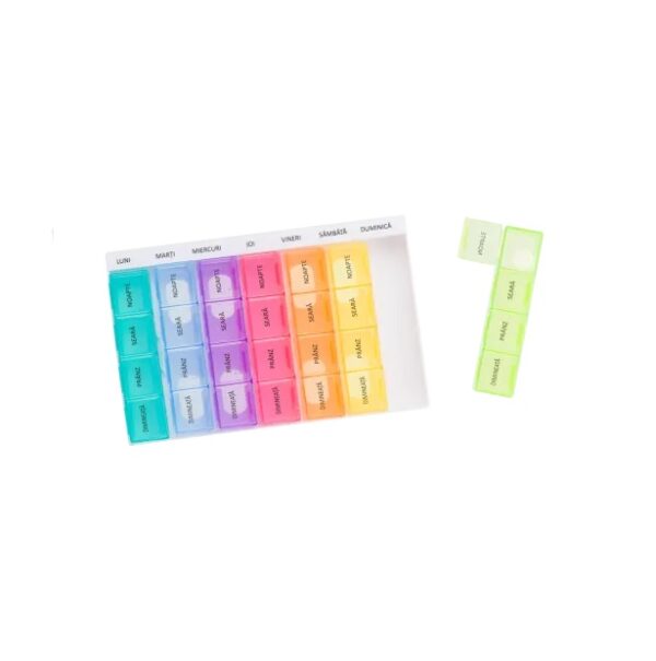 Organizator Medicamente cu 28 Casete, Color, Bazarul de Sanatate