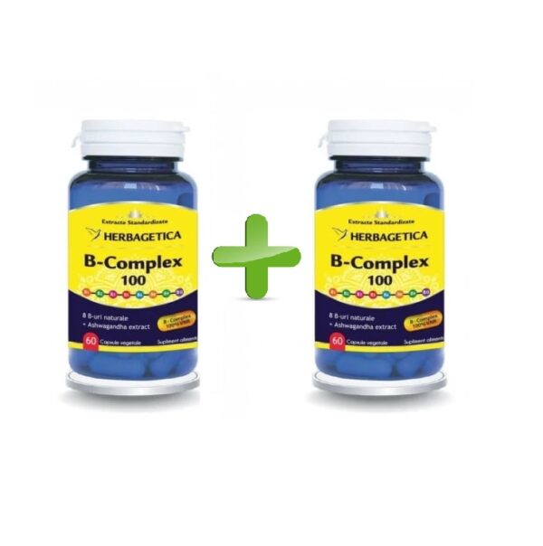 Pachet B-Complex 100, 60 + 60 Capsule, Herbagetica