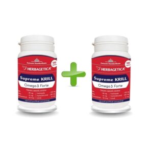 Pachet Supreme Krill Omega3 Forte, 30 + 30 Capsule, Herbagetica