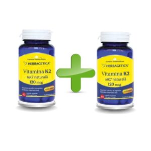 Pachet Vitamina K2 MK7 Naturala 120mcg, 60 + 60 Capsule, Herbagetica