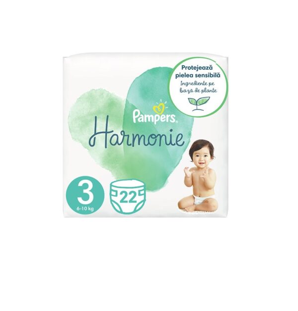 Scutece Harmonie nr 3, Unisex, 6-10 kg, 22 Bucati, Pampers