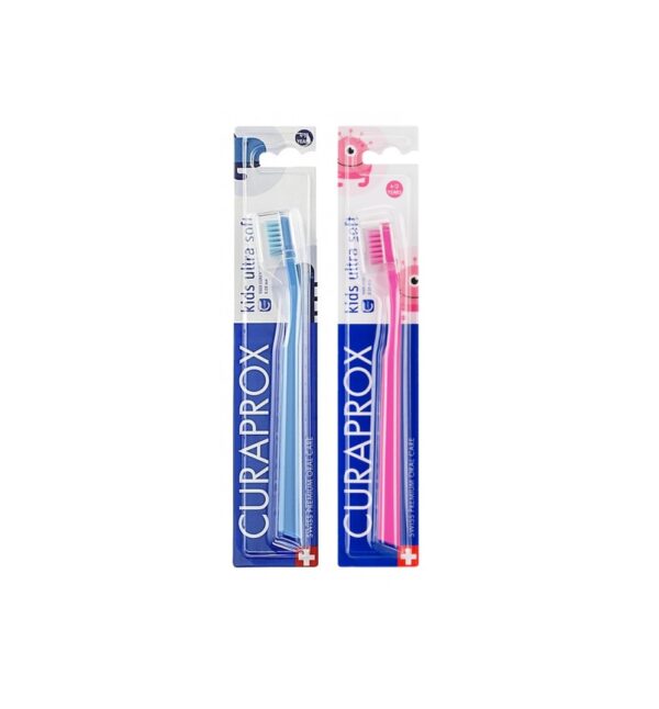 Set Periute de Dinti Manuale, CS 5500 Kids, Peri Foarte Moi, Albastru/roz, Curaprox