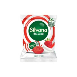 Silvana Dropsuri Fara Zahar cu Capsuni si Frisca, 60g, Kandia Dulce