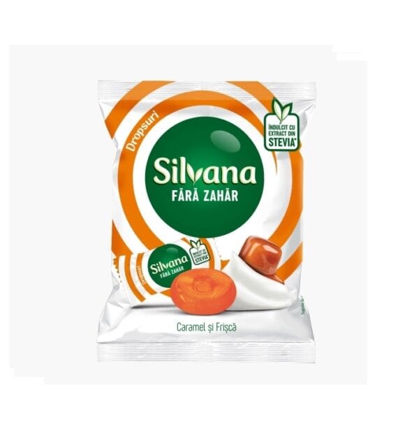 Silvana Dropsuri Fara Zahar cu Caramel si Frisca, 60g, Kandia Dulce