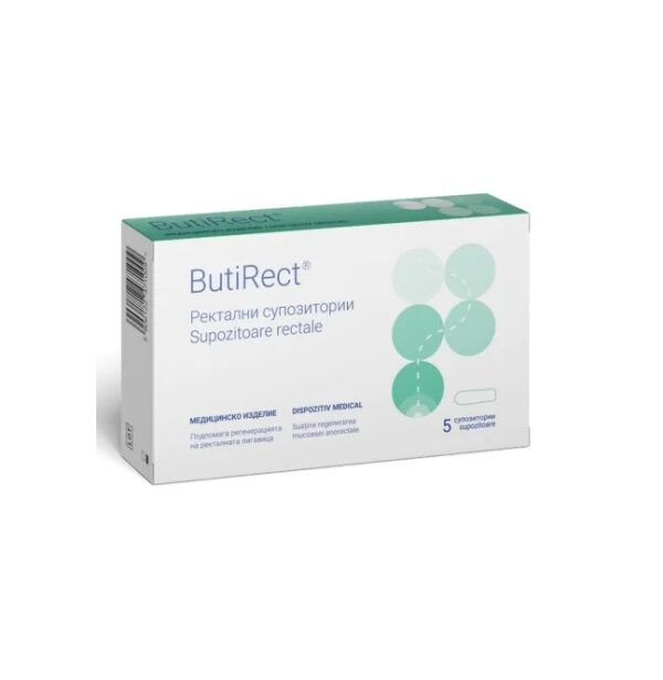 Supozitoare Rectale cu Efect Protector si Reparator Butirect, 5 Bucati, Naturpharma