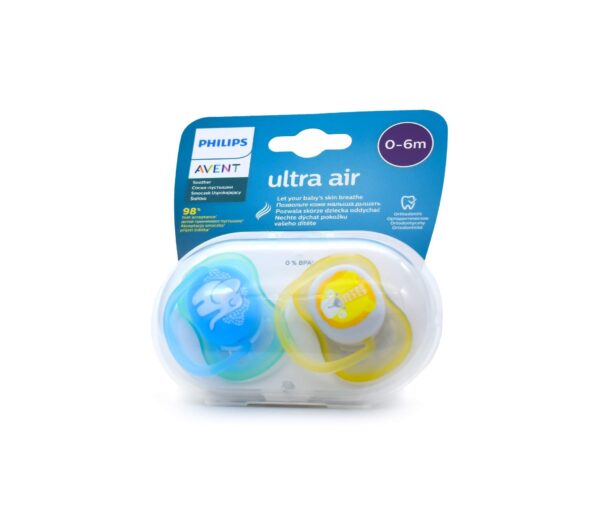 suzete-ultra-air-0-6-luni-2-bucati-light-blue-yellow-philips-avent-O32277-farmacia-morpheus Suzete Ultra Air, 0-6 Luni, 2 Bucati, Light Blue/Yellow, Philips Avent