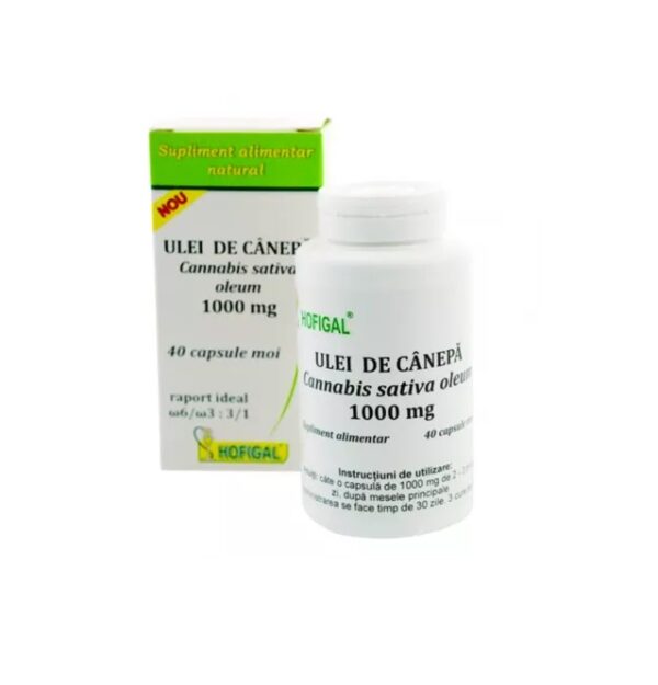 Ulei de Canepa 1000mg, 40 Capsule, Hofigal