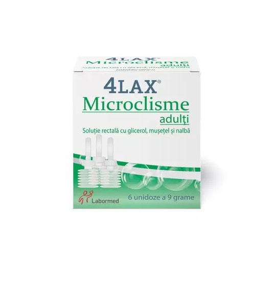 4Lax Microclisme pentru adulti, 6 unidoze 9g, Solacium Pharma