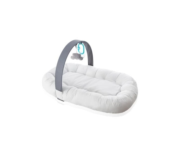 Babynest cu Bara de Jucarii, Gri, BabyJem