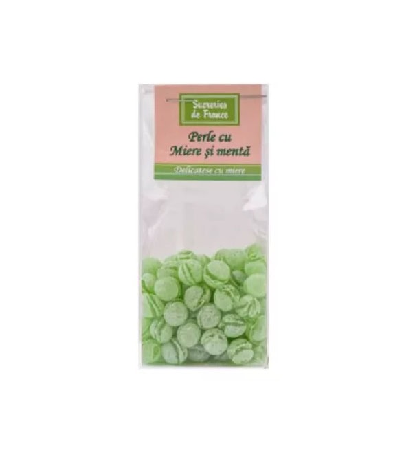 Bomboane Perle cu Miere si Esenta Naturala de Menta, 100 g, Apidava