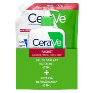 CeraVe Gel Spalare Hidratant, 473 ml + Refill Gel Spalare Hidratant, 473 ml Pachet