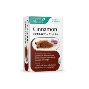 Cinnamon Extract + Crom si Zinc, 30 Capsule, Rotta Natura