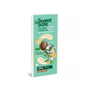Ciocolata Alba cu Matcha Ceai Verde, Cocos si Lamaie, 90 g, Sly Nutricia