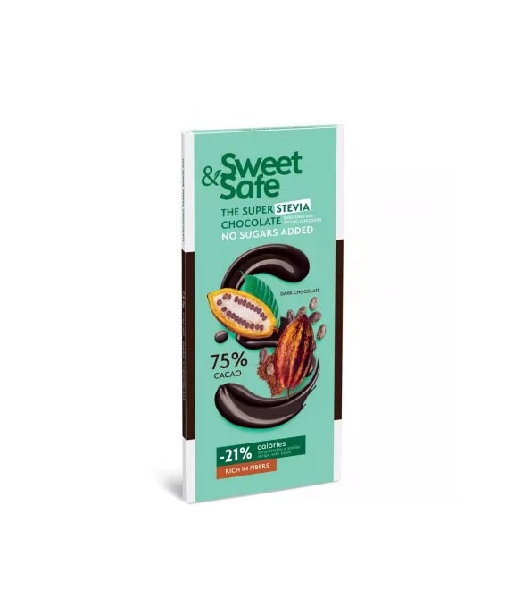 Ciocolata Amaruie cu Indulcitor Natural din Stevia, 90 g, Sly Nutricia