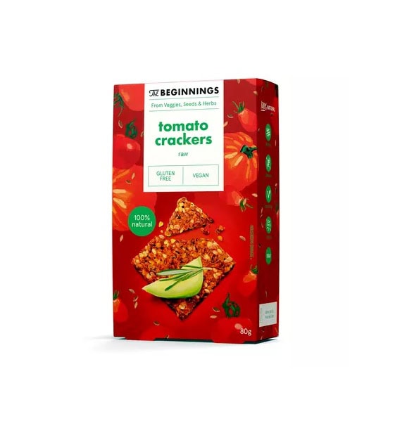 Crackers cu Rosii, Vegan, Fara Gluten, 80 g, The Beginnings