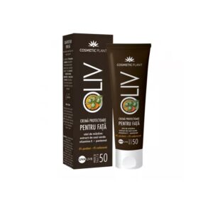 Crema Protectoare pentru Fata OLIV SPF50 cu Ulei de Masline, Ceai Verde, Vitamina E, Pantenol, 50 ml, Cosmetic Plant