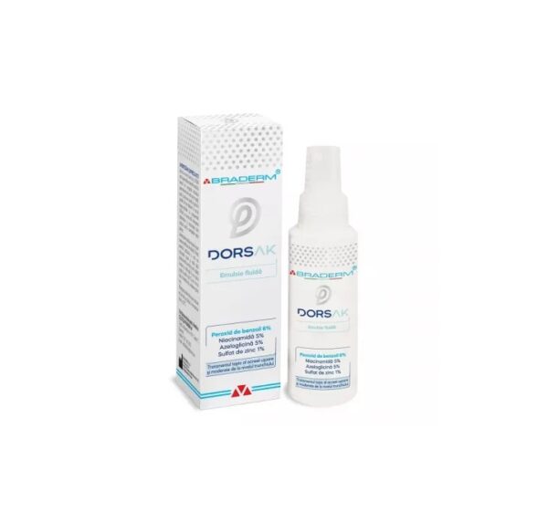 Dorsak Spray cu Emulsie Fluida pentru Acneea Trunchiului, 100 ml, Braderm