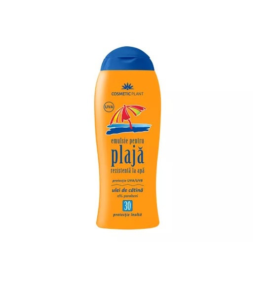 Emulsie pentru Plaja Rezistenta la Apa cu Ulei de Catina SPF 30, 200 ml, Cosmetic Plant