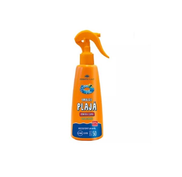 Emulsie Plaja Rezistenta la Apa pentru Copii, SPF50 cu Ulei de Catina, 200 ml, Cosmetic Plant