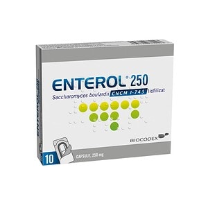 Capsule Enterol 250 mg pentru sănătatea digestivă, 10 capsule.