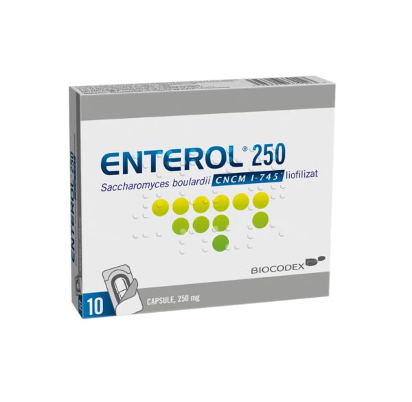 Capsule Enterol 250 mg pentru sănătatea digestivă, 10 capsule.