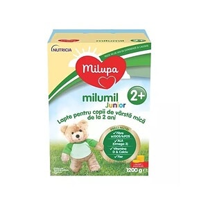 Lapte de creștere Milumil Junior +2 Ani, 1200 g Milupa Milumil Junior +2 Ani, lapte de creștere pentru copii mici, 1200 g.
