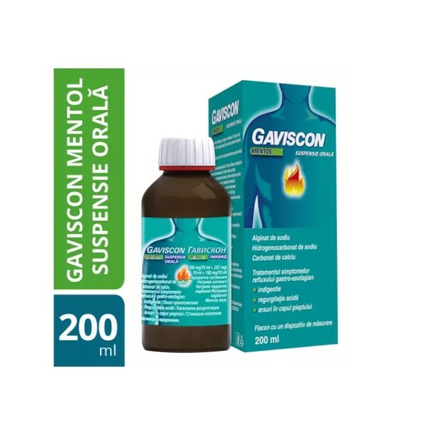 Gaviscon Mentol Suspensie Orala, 200 ml, Reckitt Benckiser Healthcare