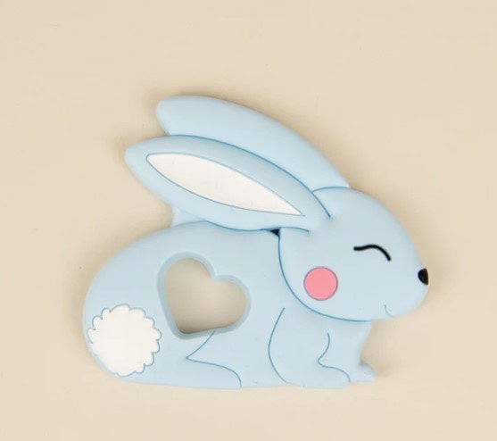 Jucarie Dentitie Cartoon Rabbit Baby Blue, Little Prints