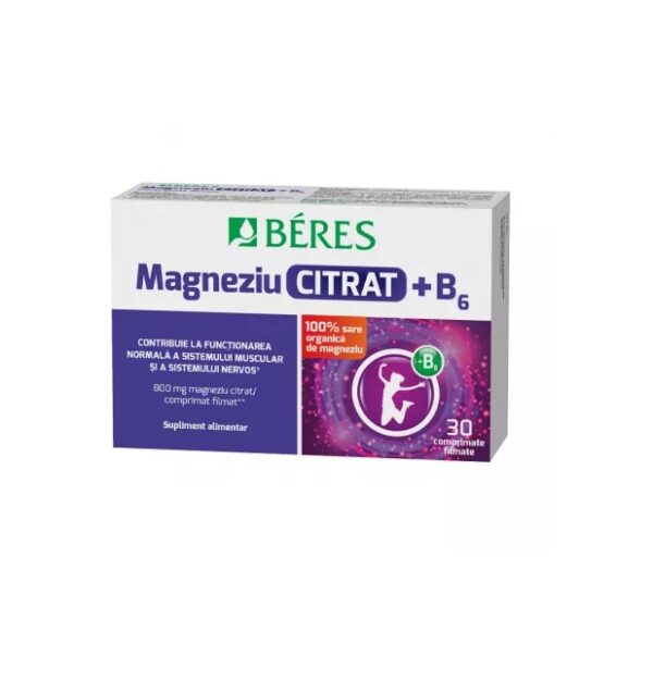Magneziu Citrat + B6, 30 Comprimate Filmate, Beres Pharmaceuticals