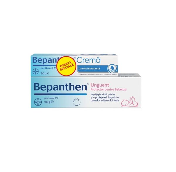 Pachet Bepanthen Unguent 5%, 100g + Bepanthen Crema, 30g, Bayer