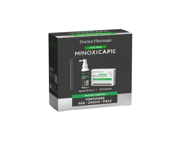 Pachet Spray impotriva Caderii Parului pentru Barbati Minoxicapil, 60ml + 30 Capsule, Fiterman Pharma