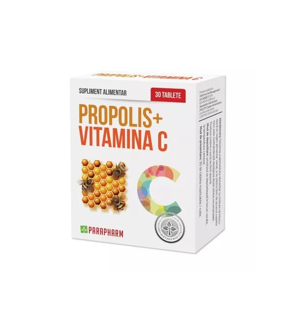Propolis + Vitamina C, 30 Tablete, Parapharm