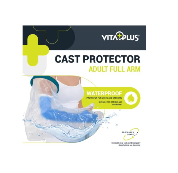 Protector impermeabil pentru gips, mana Protector impermeabil pentru gips și mână, Vitaplus, rezistent la apă.